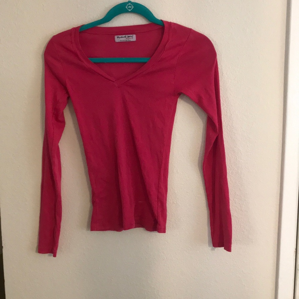 Micheal Stars Hot Pink Long Sleeve Tee.